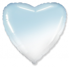 Шар Сердце, Бело-голубой градиент / White-Blue gradient (в упаковке)