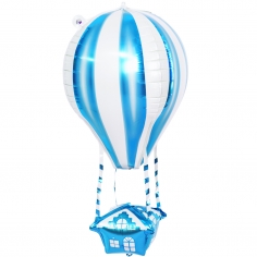 Шар Фигура, 3D, Воздушный шар, Аэростат, Голубой (в упаковке)  