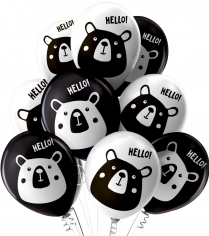 Шар Hello, Белый-Черный Пастель 2 ст