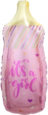 Шар Мини-фигура, Бутылочка для малышки (сердечки), Розовый (в упаковке)